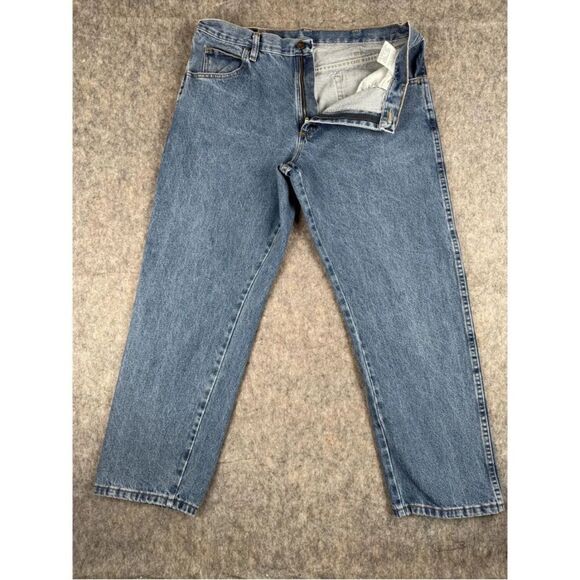 Rustler Jeans Men's 36 X 29 Blue Denim Cotton Medium Wash Classic Straight Leg - Picture 1 of 4